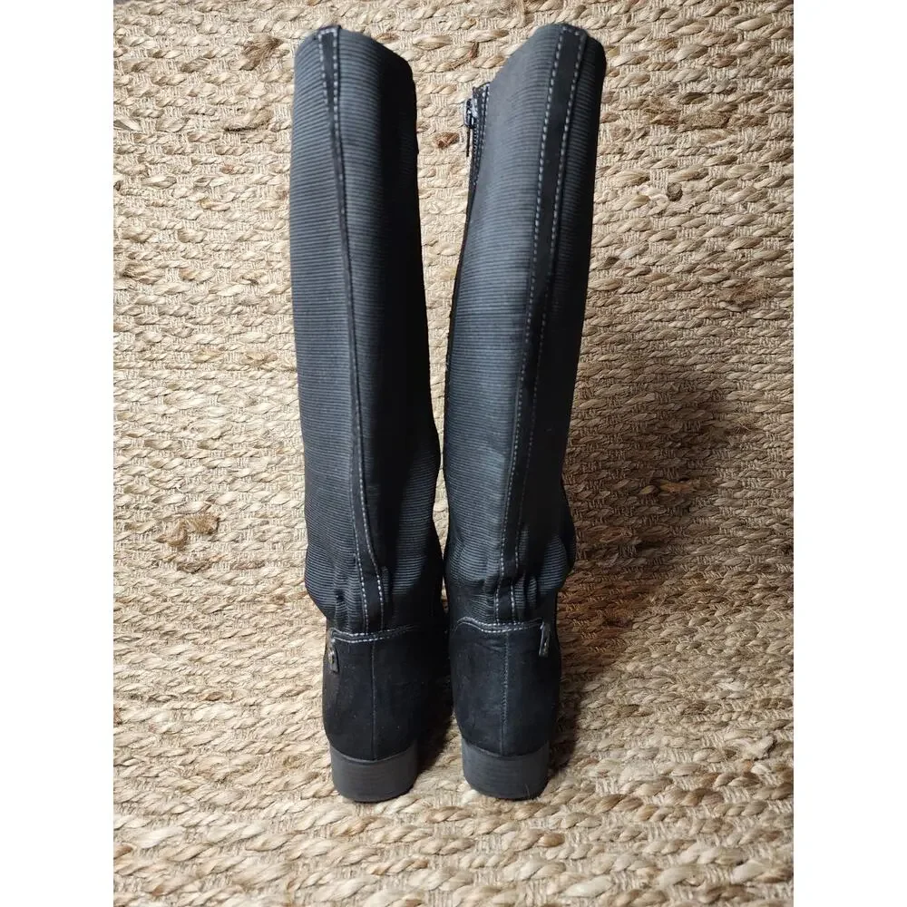 Gloria Vanderbilt Beatrice Knee High Black Microsuede Tall Boots Size 6 M